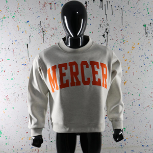 MERCER HEATHER GREY <b>Mock</b> <b>Neck</b> Sweatshirt 100% ORANGE Applique Embroidery wide <b>neck</b> Sweatshirt Finer Threads - Product Image 1