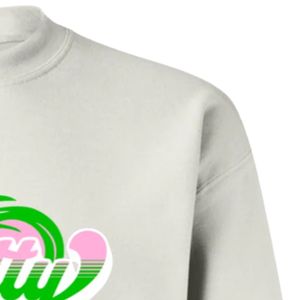 Sweat-shirt col rond Off-White à manches longues avec imprimé graphique, poignets et ourlet côtelés, vêtement décontracté et confortable - Product Image 3