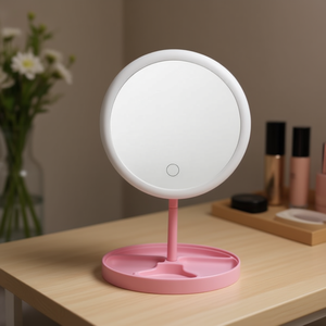 <b>Led</b> <b>Makeup</b> <b>Mirror</b> With Light Adjustable Brightness Memory Function Pink Base - Product Image 3