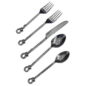Compre un Juego de Cubiertos de Acero Inoxidable con Mangos en Espiral, Cubiertos Artísticos con Cuchillos, Tenedores y Cucharas para una Cena Elegante - Product Image 1