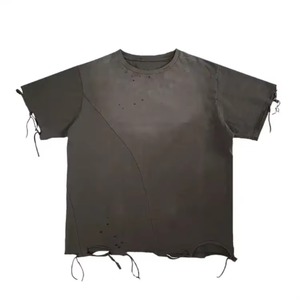 Acid Wash Vintage T <b>Shirt</b> Streetwear Distressing Washed <b>Polyester</b> Cotton T <b>Shirts</b> Drop Shoulder Oversized Vintage Acid Wash - Product Image 1