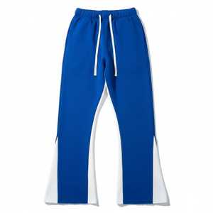 Pantalon de jogging évasé bicolore pour femme, style patchwork, coupe cloche, taille haute, jambe large, en molleton avec fente latérale – OEM - Product Image 1