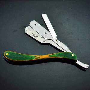 IKZARSA - Navaja de Afeitar Recta para Hombre, Mango de Madera Verde, Hoja de Acero Inoxidable, Herramienta de Afeitado para Cara, Cuerpo, Axilas y Cabeza - Product Image 3