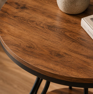 Tribe signs <b>Round</b> Side End Coffee <b>Table</b> 2-Tier End <b>Tables</b> Modern Bedside <b>Table</b> <b>Small</b> Chairside <b>Tables</b> with Storage for Couch - Product Image 5