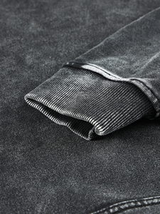 Dark Grey Heavy Distressed Oversized Hoodie | Vintage Washed Boxy Fleece <b>Pullover</b> | Minimalist Streetwear Hooded <b>Jacket</b> | Custom - Product Image 4