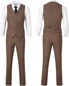 Business Casual Suits Tuxedo 3-Piece Men's Suit <b>Set</b> Formal Dress Pant Coat <b>Blazer</b> Pleated 100% Cotton Double Breasted Custom - Product Image 6