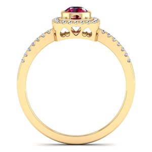 เครื่องประดับ REYES แหวนแต่งงานเพชรทองคำแท้ 14K สีเหลือง พร้อมใบรับรอง IGI สำหรับผู้หญิง เพชรทรงกลม 0.25 กะรัต ประดับพลอยทับทิม - Product Image 4