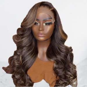 Perruque longue en cheveux humains brésiliens, densité 200 %, bonnet petit format, volume complet, aspect naturel, brun clair, sans colle, pour femmes - Product Image 1