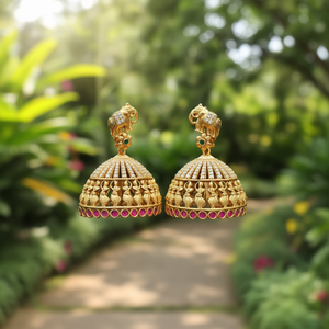 Fine Dangle Earrings Big Bridal Jhumki Earrings - Product Image 3