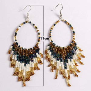 Pendientes de Moda Bohemios con Cuentas y Borlas para Mujer, Pendientes Hechos a Mano con Cuentas de Colores de MD HANDICRAFTS - Product Image 6