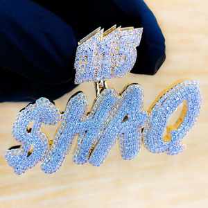 Collar con Colgante de Letra Personalizada Estilo Hiphop, Chapado en Plata de Ley 925, con Diamantes, para Hombre y Mujer, Regalo de Joyería - Product Image 1
