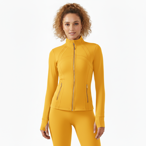 Women's Slim Fit Yoga Workout <b>Jackets</b> Crew Neck <b>Jacket</b> Four Way Stretch Sweat Wicking Quick Dry Breathable Lightweight Set - Product Image 2