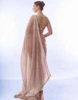 Sari élégant réversible en rayonne chiffon, infroissable et à séchage rapide, style Bollywood, pour fêtes et mariages d'automne K V INTERNATIONAL
