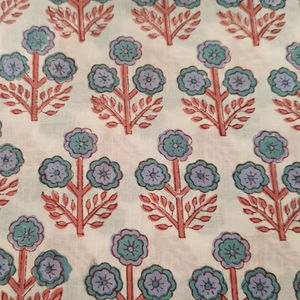 Tela de algodón puro 100%, hermosa Tela con estampado de bloque de mano Floral indio, ropa para mujer y niño, fundas para cortinas, accesorios - Product Image 1