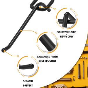 OEM Black Heavy-Duty Carbon Steel Pegboard <b>Hooks</b> 4 Inch Garage <b>Tools</b> with Durable Functional Design - Product Image 4