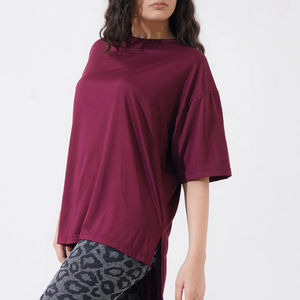 เสื้อยืดผู้หญิงไซส์ใหญ่ ผ้าฝ้าย ระบายอากาศดี คอกลม แขนสั้น ไหล่ตก ทรงเรียบง่าย สไตล์ลำลอง แฟชั่นฤดูร้อน - Product Image 1
