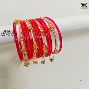 Luxury Handmade Jelly <b>Glass</b> <b>Bangle</b> Set with Kashmiri Ghungroo Traditional Ethnic Fashion Jewelry for Women and Girls - Product Image 6