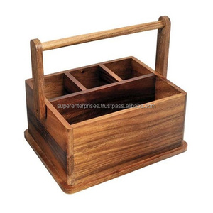 Artisanat indien Argenterie en bambou naturel Caddy avec poignée Organisateur de condiments Article en gros Article décoratif pour la maison Nouveau design - Product Image 5