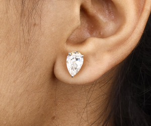 2.0 Ct Pear Cut Diamond <b>Stud</b> Earrings 14K Gold Rhodium Plated Luxury Minimalist 3-Prong Martini <b>Studs</b> Party Gift Her - Product Image 3