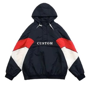 Custom Front Men's Winter Hooded <b>Vintage</b> Blouson Canvas <b>Windbreaker</b> Jacket Waterproof 100% Polyester Breathable Anti-Bacterial - Product Image 1