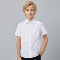Chemise Oxford unisexe blanche à manches courtes avec poche, uniforme scolaire en coton pour enfants du primaire, à boutons, détection par aiguille
