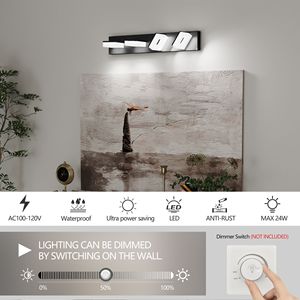 Lampada da Bagno a LED Moderna in Acrilico Nero Opaco, 4 Luci, 25 Pollici, Illuminazione da Parete M - Product Image 4