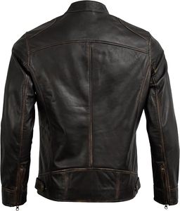 Chaqueta de Motociclista de Cuero Casual Estilo Café Racer para Hombre Ruya, de Piel de Cordero Auténtica, Impermeable, con Forro de Satén - Product Image 3