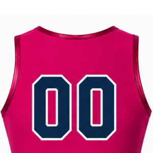 Maillot de cheerleading rose vif sans manches, coupe courte, respirant, uniforme sportif personnalisé pour l'entraînement d'équipe, tenue athlétique de performance - Product Image 6
