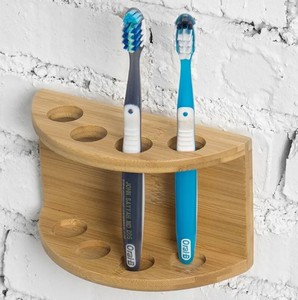 Handicraft Wooden Toothbrush Holder Stand 4 Slot Natural Wood Toothbrush Storage Organizer For <b>Bathroom</b> <b>Decor</b> Wholesale - Product Image 4