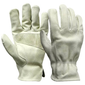 Gants de travail en cuir de chèvre pleine fleur de qualité supérieure, blanc naturel, durables et souples, pour la sécurité des conducteurs de camions - Product Image 1