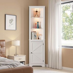 FCH bianco 46*30*180cm Display Cabinet a forma di L a 3 strati porta singola a forma di doppia forma Z striscia di luce a LED anteriore curva Base soggiorno - Product Image 1