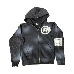 Ensemble Streetwear Premium Personnalisé Assorti – Sweat à Capuche Zippé Oversize en Coton Lourd Anti-Plis Orné de Strass et Motifs Graphiques - Product Image 6