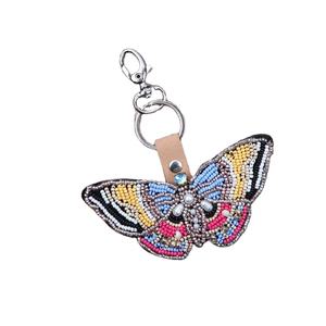 Beautiful <b>butterfly</b> designed colourful seed <b>beaded</b> keychain and keyring for girls from India - Product Image 1