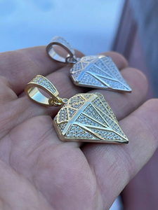 จี้เพชรโมอิสซาไนต์ทรงกลมสีใสแบบไอซ์คัท สไตล์ฮิปฮอป ชุบโรเดียม รูปทรงเพชร เงินแท้ 925 - Product Image 4