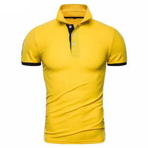 Camiseta de punto sólida para hombre, corte regular, con botones, cuello cerrado, 100% algodón, transpirable y cómoda, polos para hombre - Product Image 1