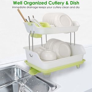 2-Tier Dish Drying Rack and Cutlery Drainer Holder <b>Kitchen</b> Organizer Storage <b>Shelf</b> - Product Image 3