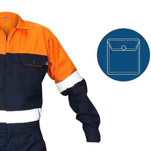 Combinaison de travail en coton haute visibilité pour hommes, orange, bleu marine, uniforme de sécurité réfléchissant pour les travailleurs du bâtiment - Product Image 6