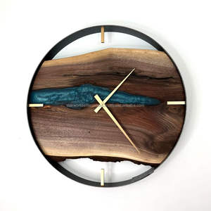 Horloge murale en bois d'acacia de qualité pour le salon, la chambre à coucher et le bureau. - Product Image 2