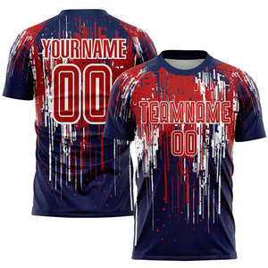 เสื้อฟุตบอลแขนสั้นขายดีสำหรับผู้ชาย ระบายอากาศได้ดี แห้งเร็ว ชุดกีฬาพร้อมโลโก้ ชื่อ และพิมพ์ลายตามสั่ง - Product Image 1