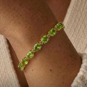 Pulsera de Peridoto Natural de Lujo Vintage, Plata de Ley 925, Hecha a Mano, Cadena de Tenis Única y Espectacular, Regalo de Joyería para Mujer - Product Image 2
