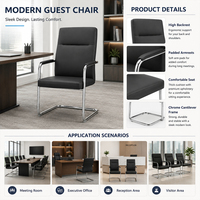 Chaise de visiteur ergonomique moderne en cuir PU avec structure cantilever pour salle de réunion, sièges pour invités, approvisionnement en gros OEM