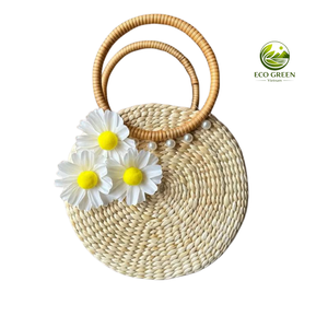 Bolso moderno de hierba marina tejido a mano VIETNAM ECO GREEN GRASS, artesanía redonda ecológica hecha a mano, recuerdo. - Product Image 2