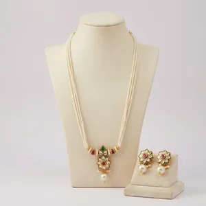 Trending Classic Indian <b>Bridal</b> Gold Plated Pearl Kundan <b>Necklace</b> <b>Set</b> With Flower Zircon <b>Earrings</b> For Wedding Women's Jewelry - Product Image 1