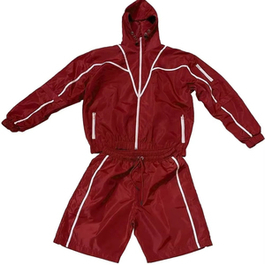 Men's Olive Green Hooded Tracksuit Set Sporty Zip-Up <b>Jacket</b> & Shorts Waterproof Polyester Summer Activewear - Product Image 6
