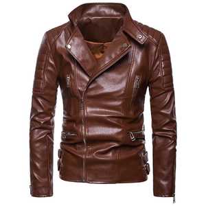 Chaqueta de Cuero PU de Alta Calidad para Hombre, Estilo Vintage, Cierre de un Solo Botón, Diseño con Bolsillos, para Primavera/Invierno - Product Image 5