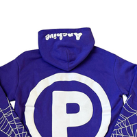 Sweat-shirt à capuche Paradox Studios imprimé toile d'araignée pour homme, coupe oversize, streetwear, violet, en coton French Terry, à prix raisonnable