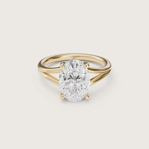 3CT Lab Diamond Oval Cut 14k Solid Gold Solitaire 4 Prong Setting 2MM <b>Split</b> Band Engagement <b>Ring</b> VS+ F Color /IGI Certified - Product Image 2