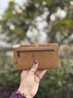 Cartera de mano de cuero de vaca con patrón occidental, monedero de piel con pelo, gran oferta, regalo para mujer