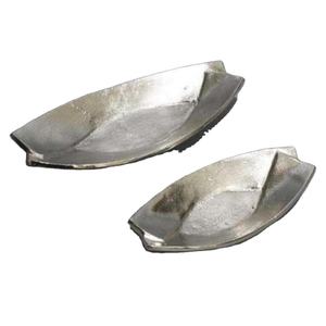 Juego de bandejas decorativas de 2 platos y cuencos para servir hoteles de grado alimenticio de aluminio fundido Dryfruits Snacks Plato Cuencos reutilizables Plata - Product Image 1