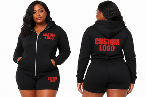 High Quality Custom Zipper Hoodie <b>Shorts</b> <b>Set</b> Woman Tracksuits Plus Size Hoodie and <b>Short</b> <b>Set</b> <b>Women</b> 2026 - Product Image 3